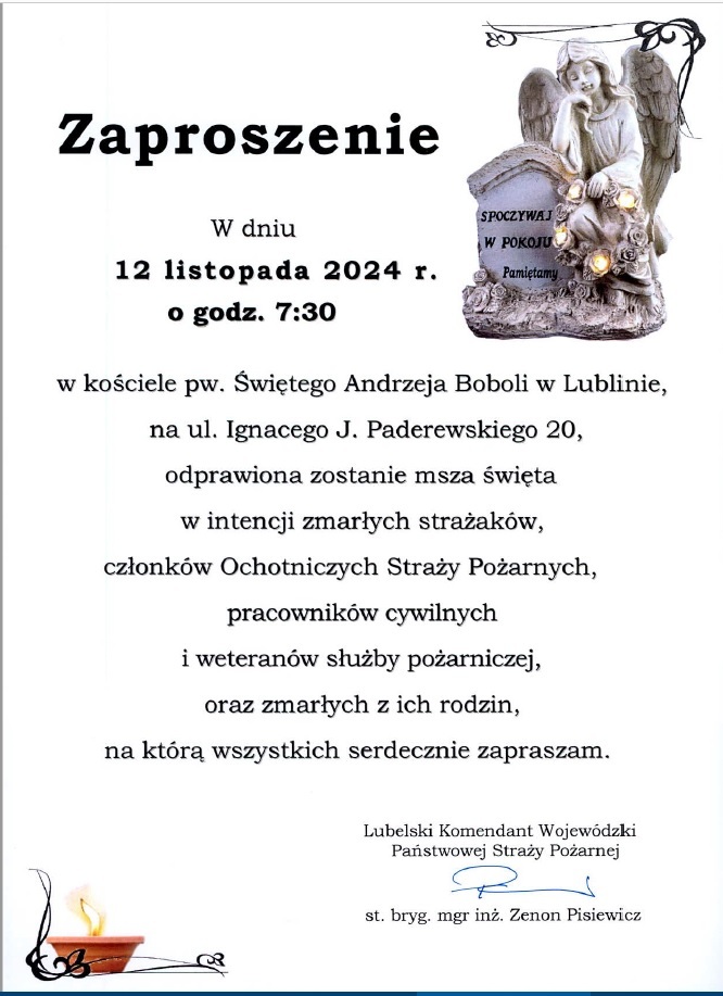 Zaproszenie na mszę 12.11.2024r.