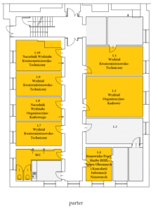 rozkład pomieszczeń na parterze komendy