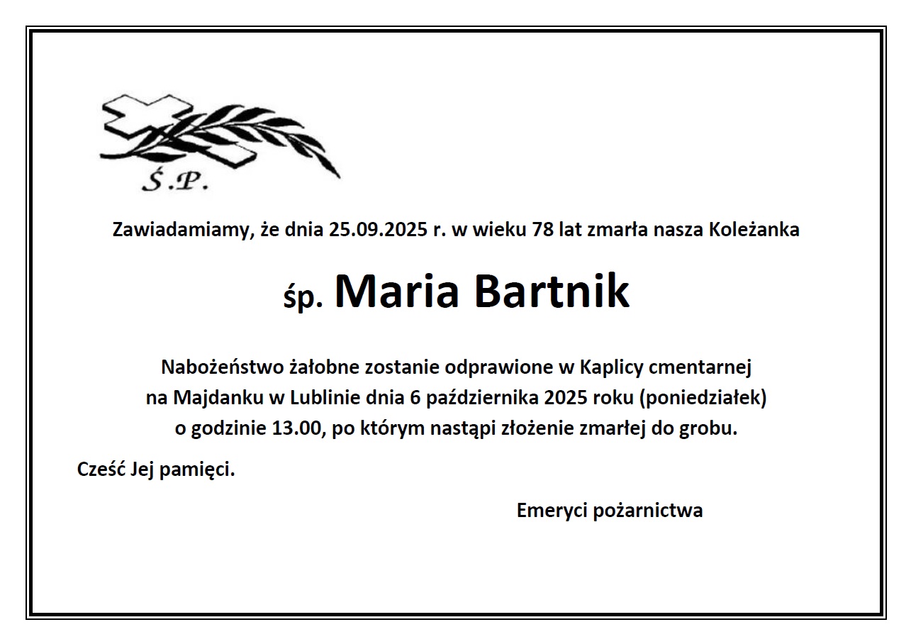 Klepsydra ś.p. Maria Bartnik