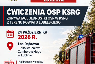 Plakat ćwiczeń strażackich nad Zalewem